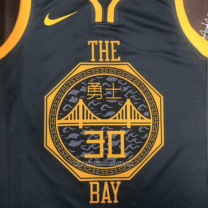 Camiseta Golden State Warriors Stephen Curry #30 Ciudad 2018-19 Azul